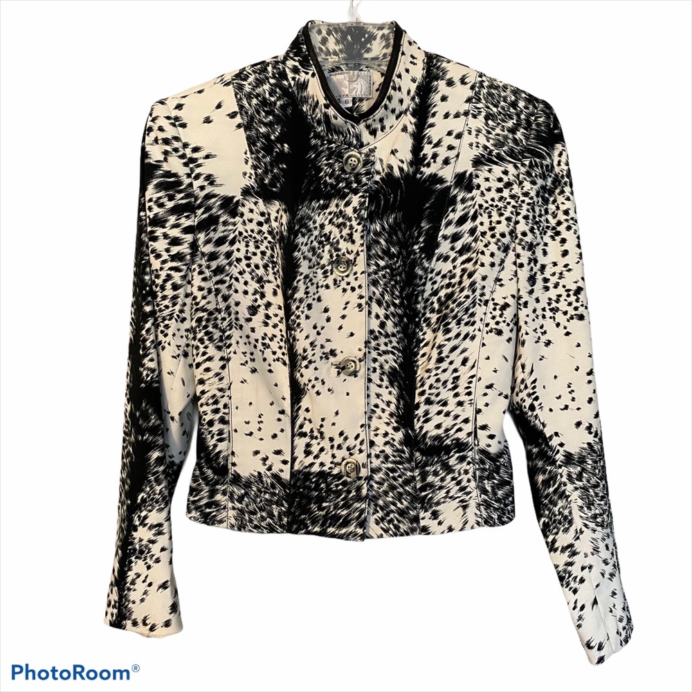 Alberto Makali Crop Cheetah Animal Print Blazer